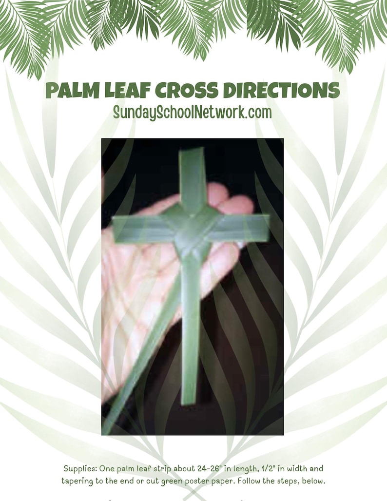 Printable Palm Leaf Cross Instructions, Easter Holy Week Christian Craft for Kids image 1