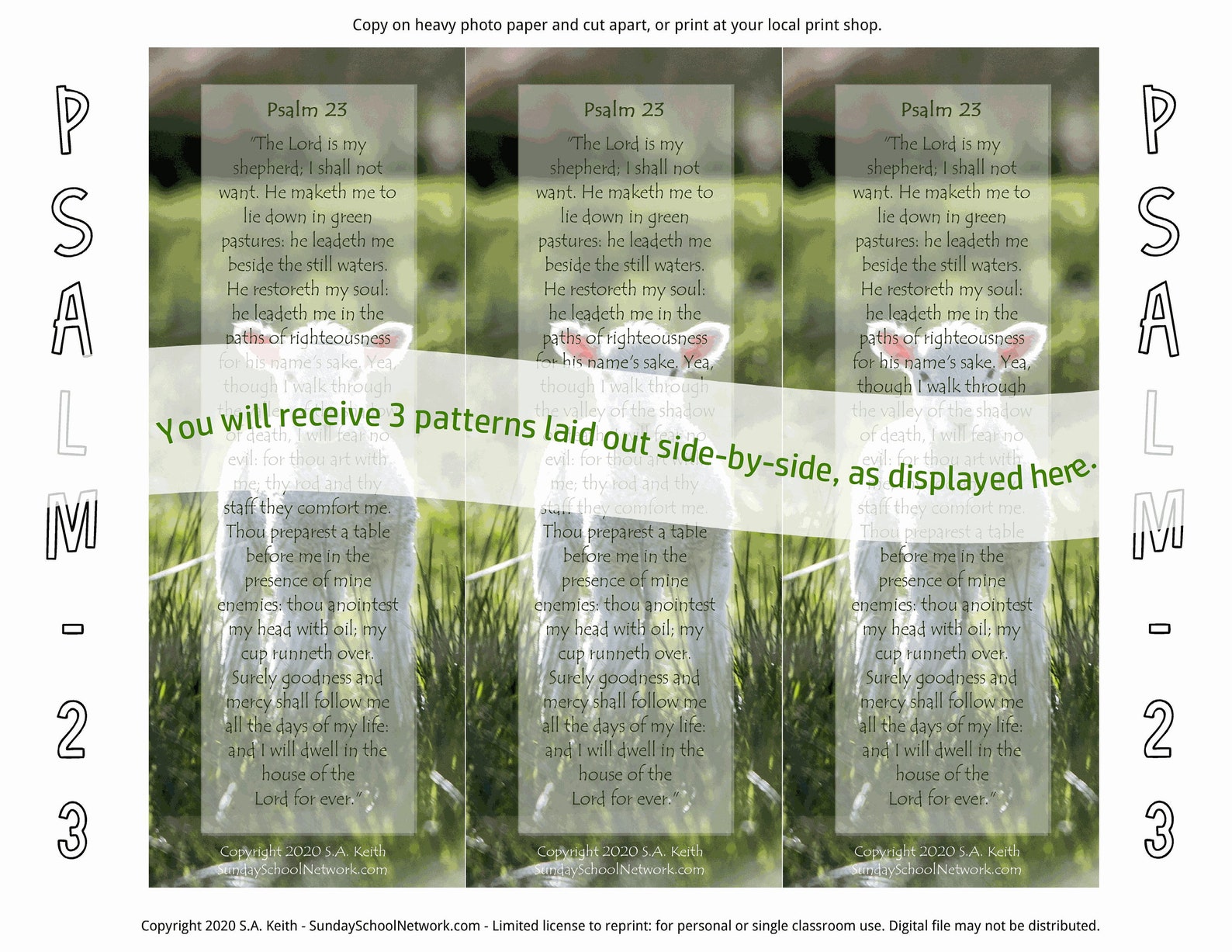 Psalm 23 Bookmark | Twenty-third Psalm | Good Shepherd | Bible ...