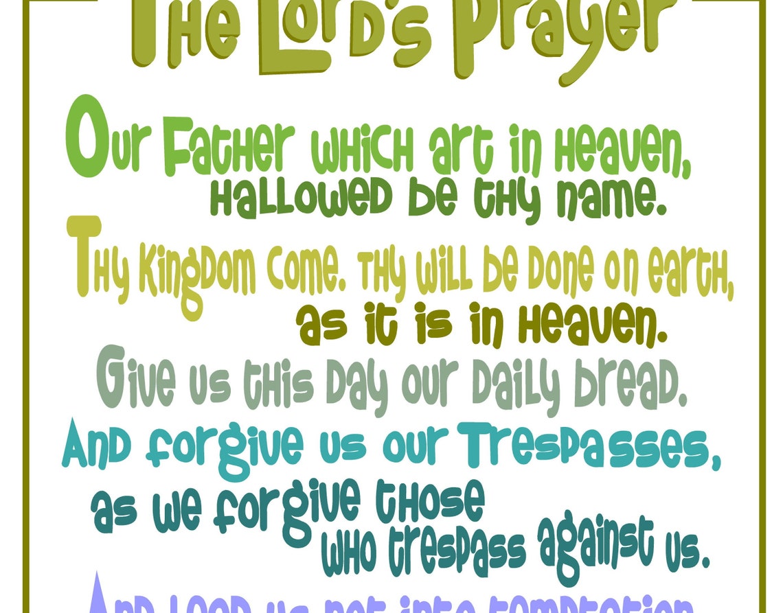 The Lord's Prayer Debts Debtors Trespass Sunday School Etsy UK