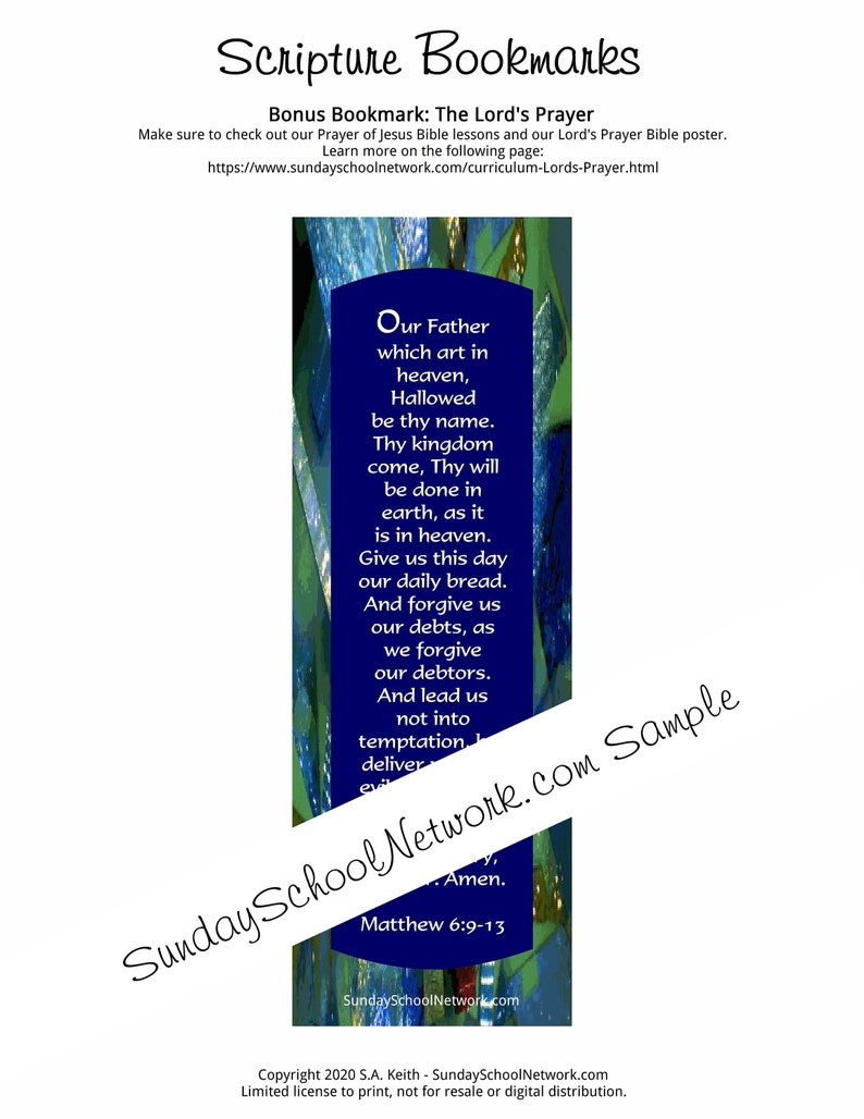 Lords Prayer & Psalms Bookmarks Inspirational Scripture Verses Christian Book Club Gifts Printable Bible Study Bookmark Our Father image 7