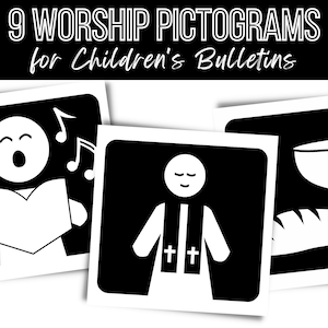 Children&#39;s Worship Bulletin Pictograms | Kid-friendly check list for order-of-worship bulletin | Children&#39;s Guided Worship Church Bulletin