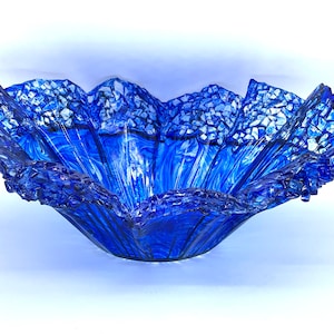Sapphire Blue Wavy Decorative Bowl Free Form