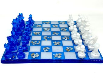 Chess and Checker Board Handmade Ocean Theme