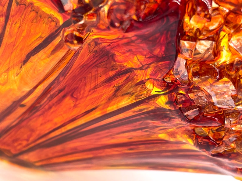 Fire Orange Resin and Cut Glass Decorative Bowl MADE TO ORDER Etsy