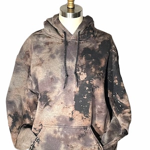 Unisex Black Distressed Hoodie Handmade