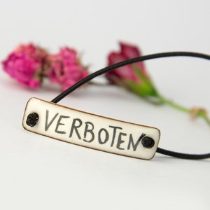 Bracelet made of enamel white with writing, prohibitions, customizable bracelet, best friend gift, cheeky words bracelet, gift for you image 1