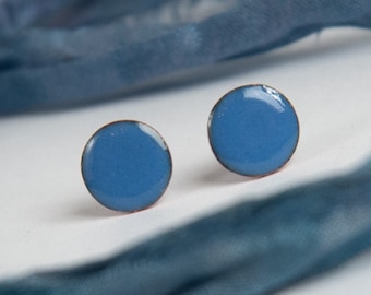 Ronde oorknopjes van emaille, blauwe oorknopjes, effen oorknopjes, glanzende mini-oorknopjes, oorknopjes, eenvoudige oorbellen