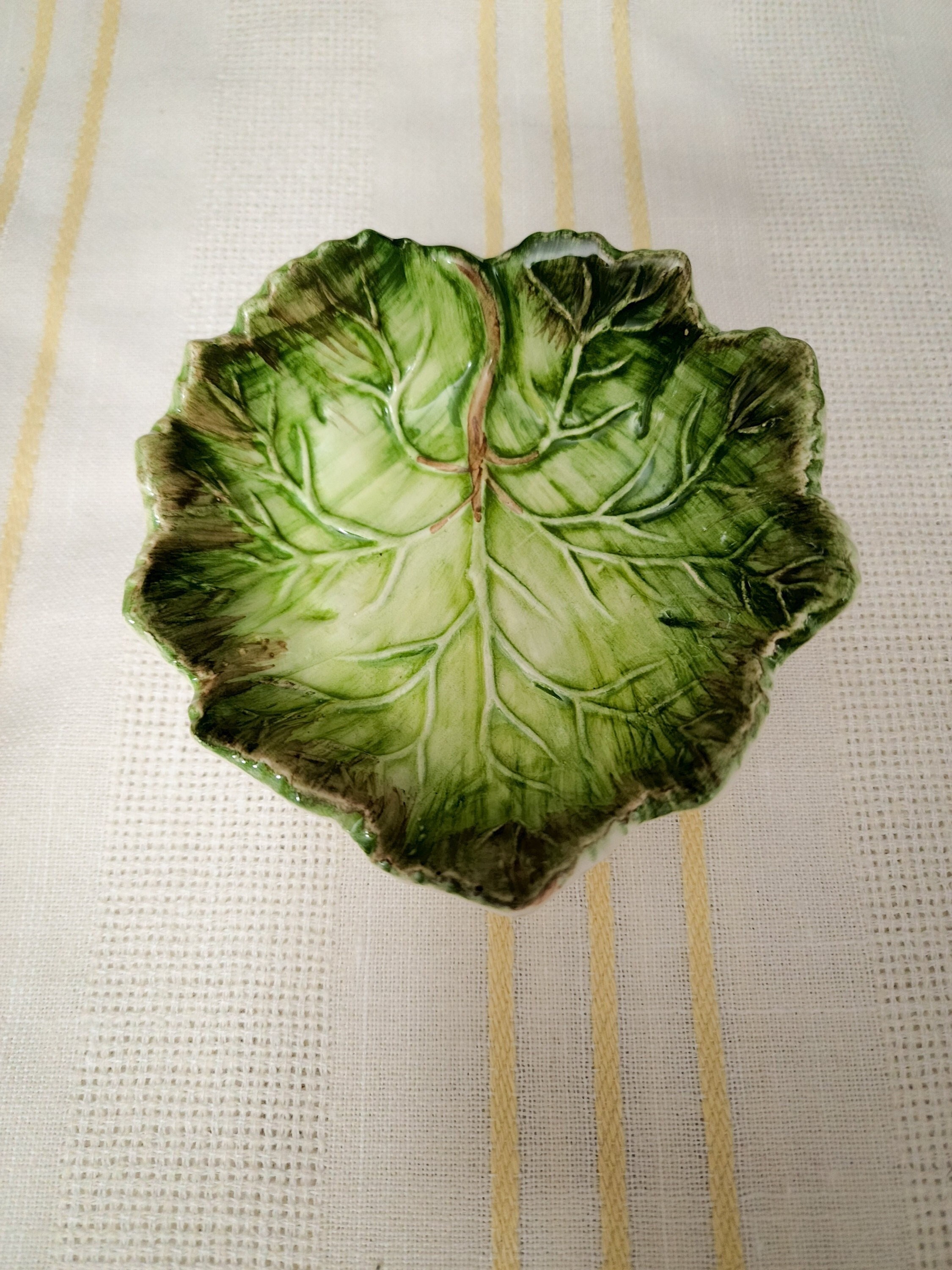 Vintage Made in Portugal Green Leaf Pottery Bowl Dish or Etsy