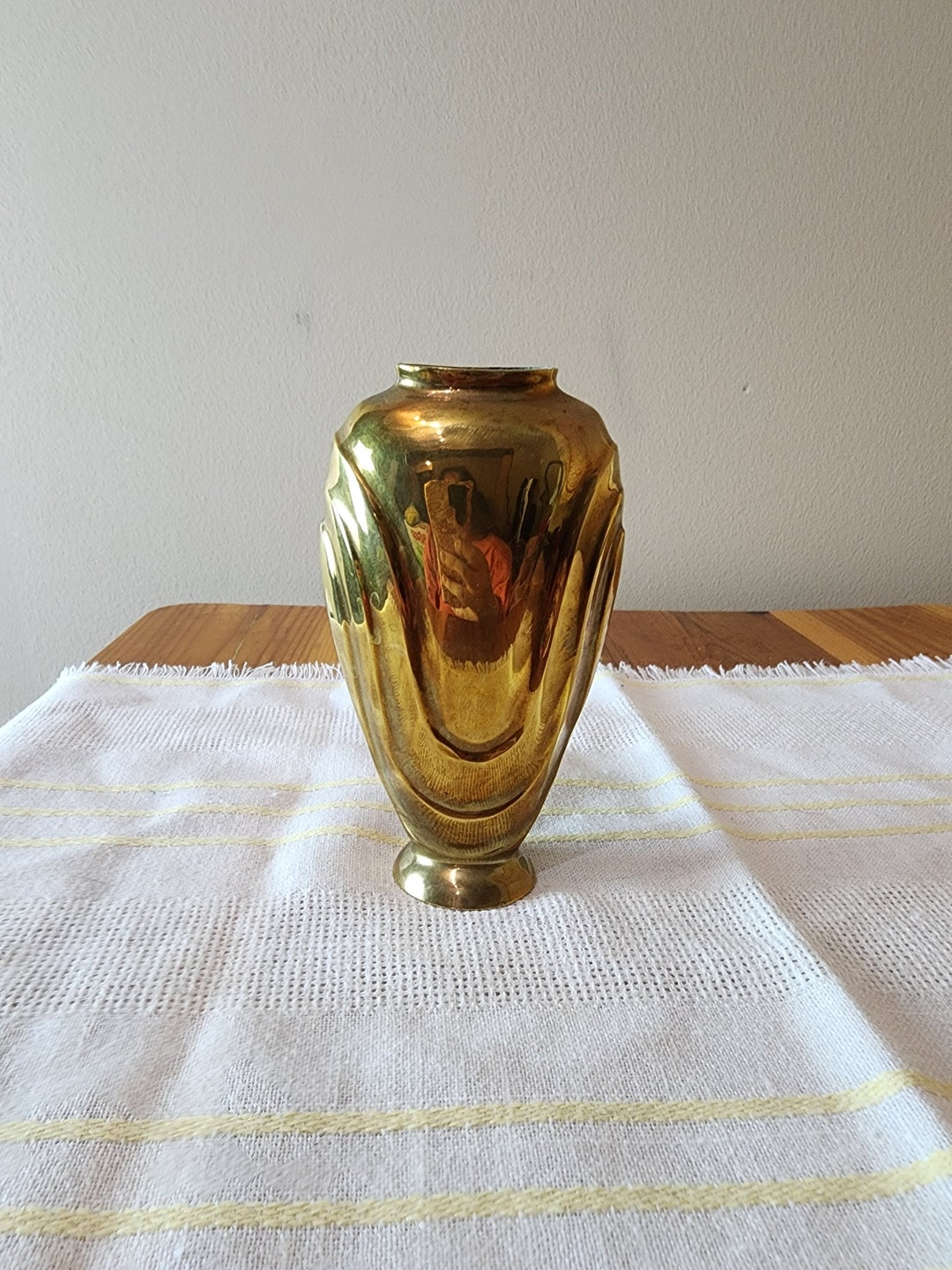 Vintage Solid Brass Vase Etsy