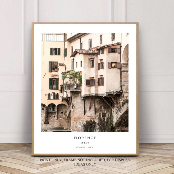 Florence Italy print, Instant download of Ponte Vecchio Bridge, Airbnb wall decor, Photography travel prints, Iconic City landmarks gift