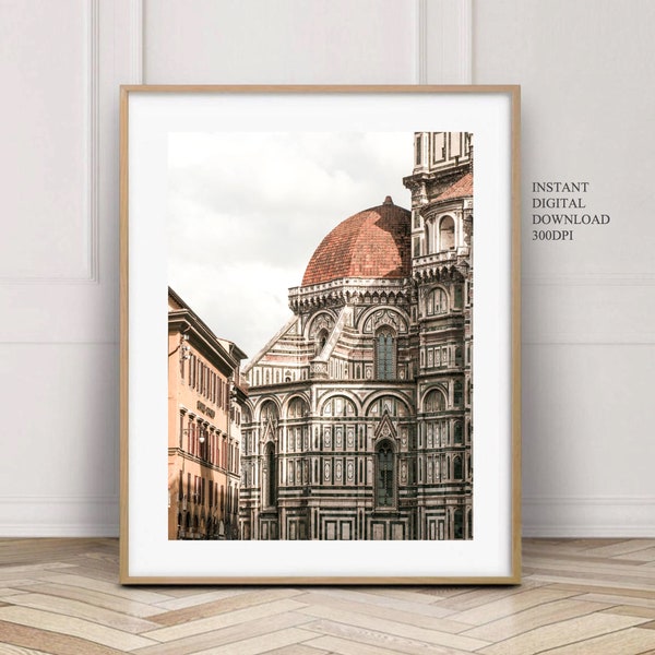 Digital download Florence, Il Duomo cathedral, Italy photography architecture photo, City wall art, Europe photo, Restaurant wall decor