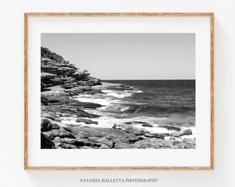 Ocean printable art, Beach wave art print, Black and White Sea photography, Travel sea print, Bedroom wall art, Living room pictures