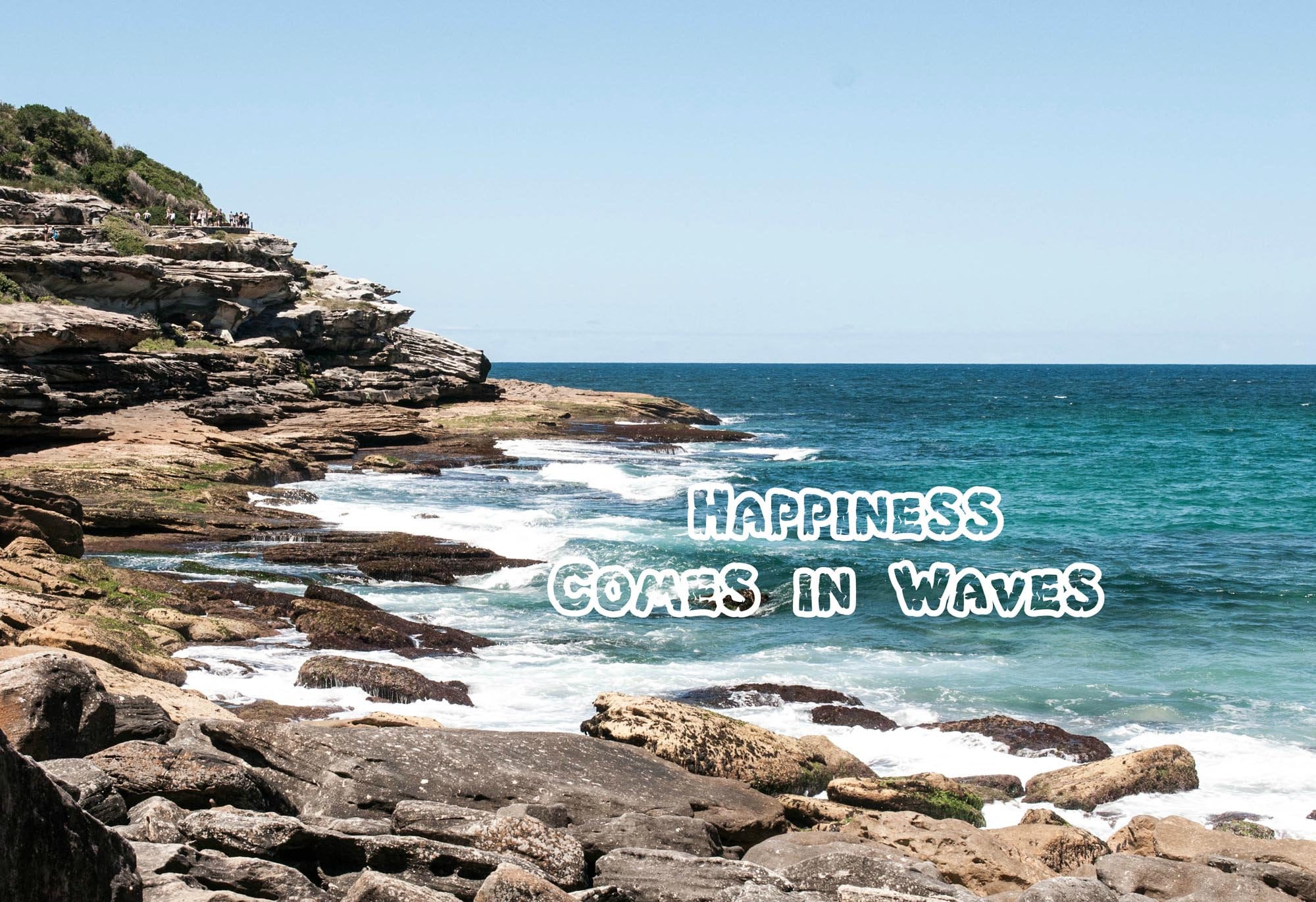 Waves and Rocks Photography Print, Happiness Comes in Waves Quote, Beach  Printable Wall Decor, Beach House Wall Prints, Guest Room Decor - Etsy, image size:2000x1371
