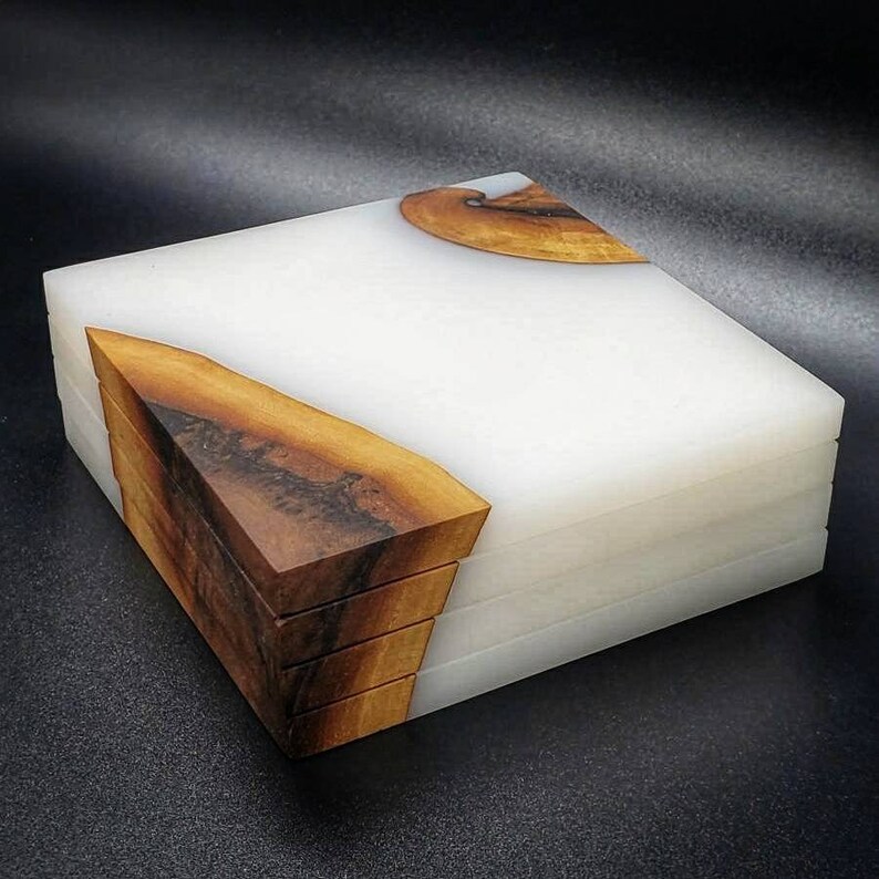 Wood & Epoxy Resin Drink Coasters Etsy