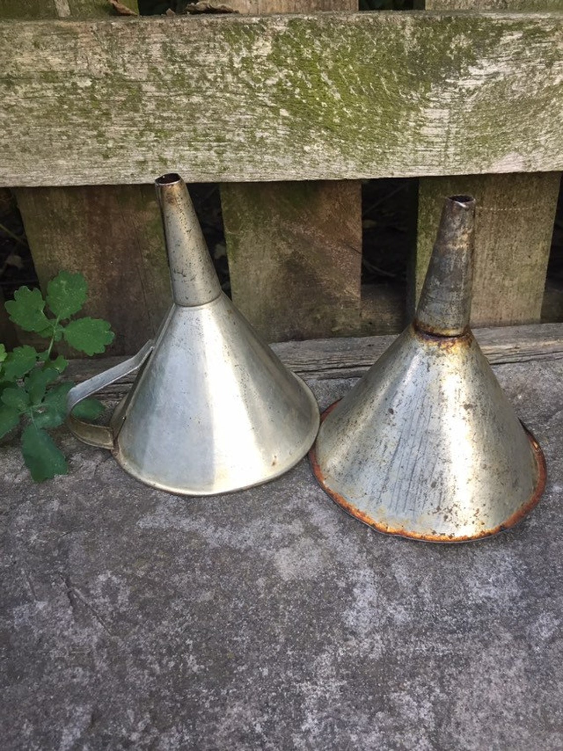 Vintage pair rusty funnels Kitchen funnels metal funnels Etsy