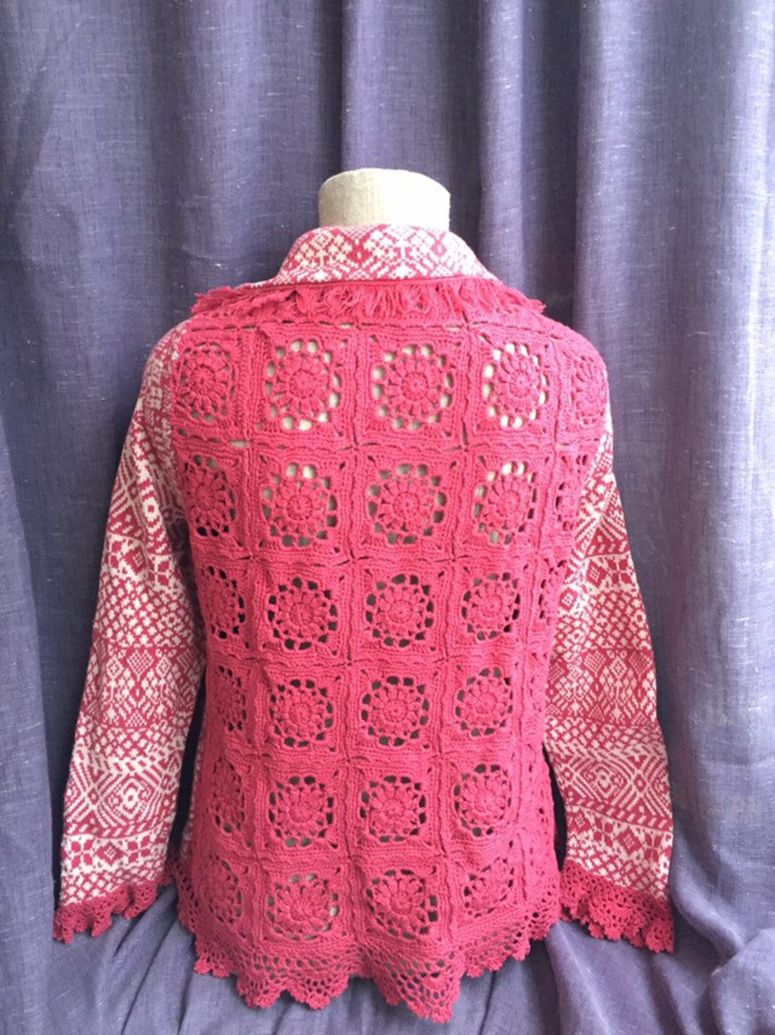 Women knitted vintage style cardigan cotton crochet cardigan Etsy