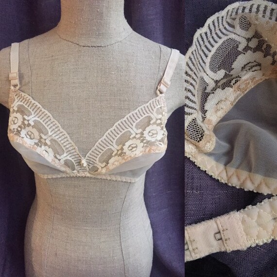 Vintage 90-s bra, retro brassiere, beige brassiere