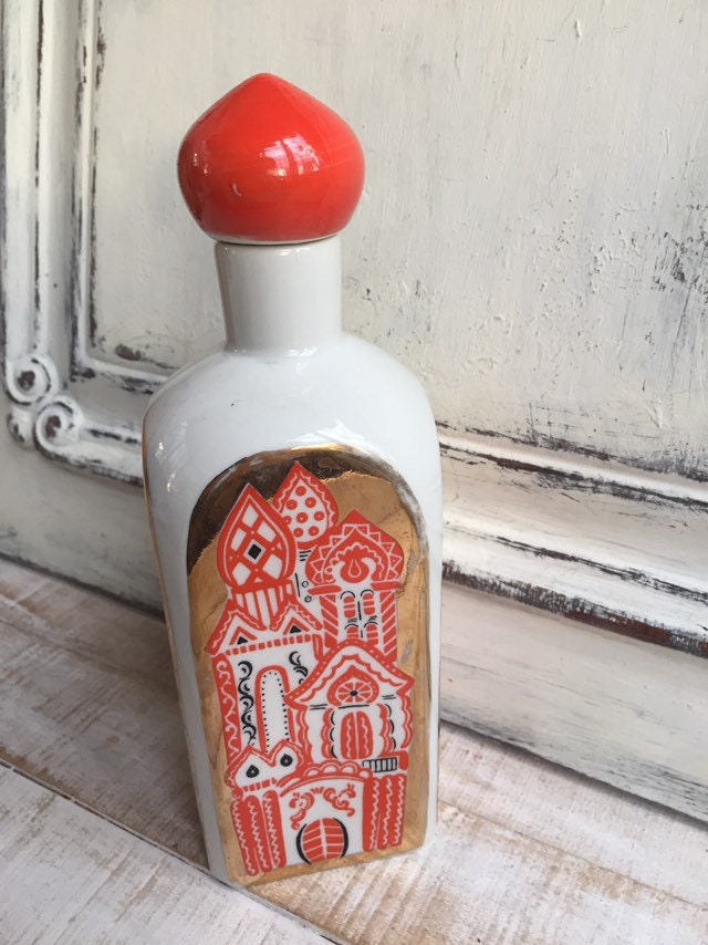 Vintage russian porcelain bottle Russian churches pattern | Etsy