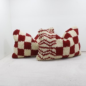 Juego de 2 almohadas marroquíes vintage 100% lana, almohada absolutamente hermosa, almohada de suelo, diseño marroquí bereber para el hogar, Kilim bereber hecho a mano 2P1579