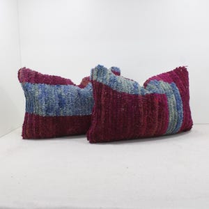 Juego de 2 almohadas marroquíes vintage 100% lana, almohada absolutamente hermosa, almohada de suelo, diseño marroquí bereber para el hogar, Kilim bereber hecho a mano 2P1157