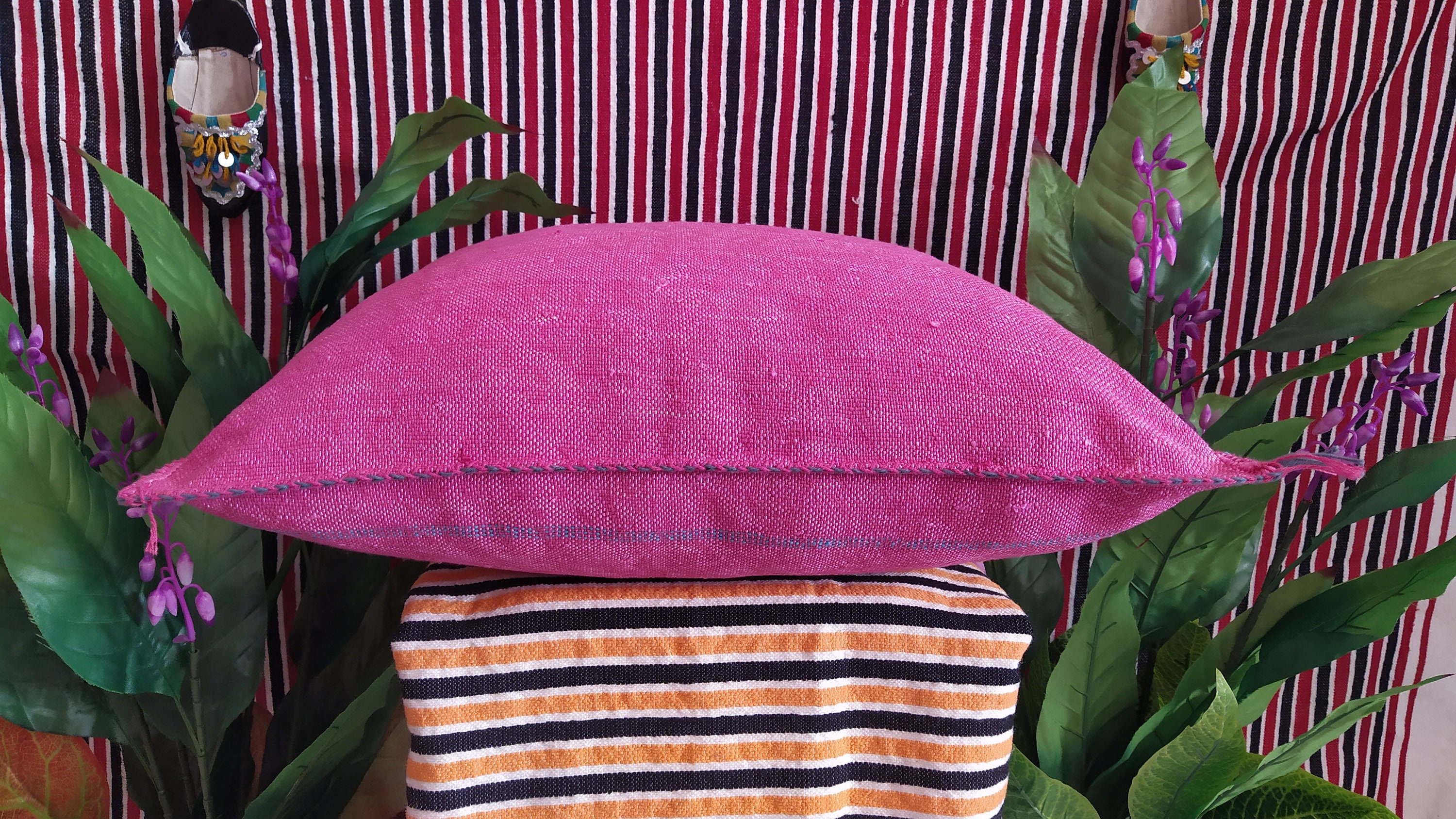 Moroccan Small Lumbar Sabra Silk Pillow Cover Light Rust Etsy