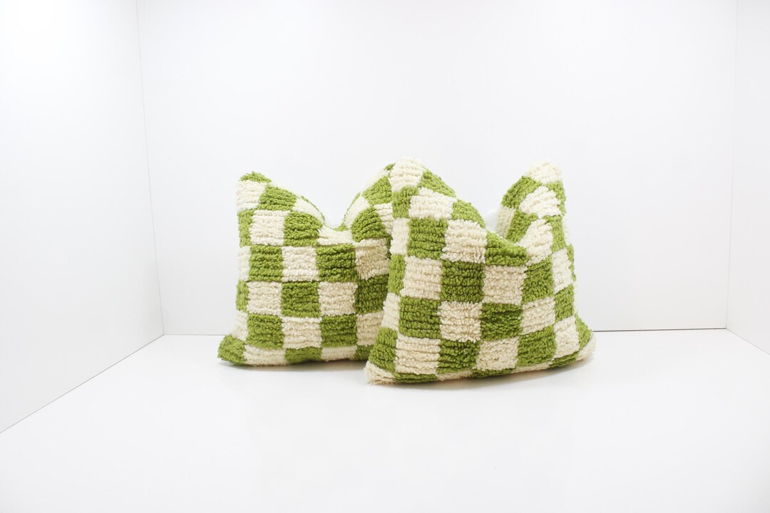 Set of 2 Vintage Moroccan Berber Pillows Handmade Wool Kilim Cushions ...