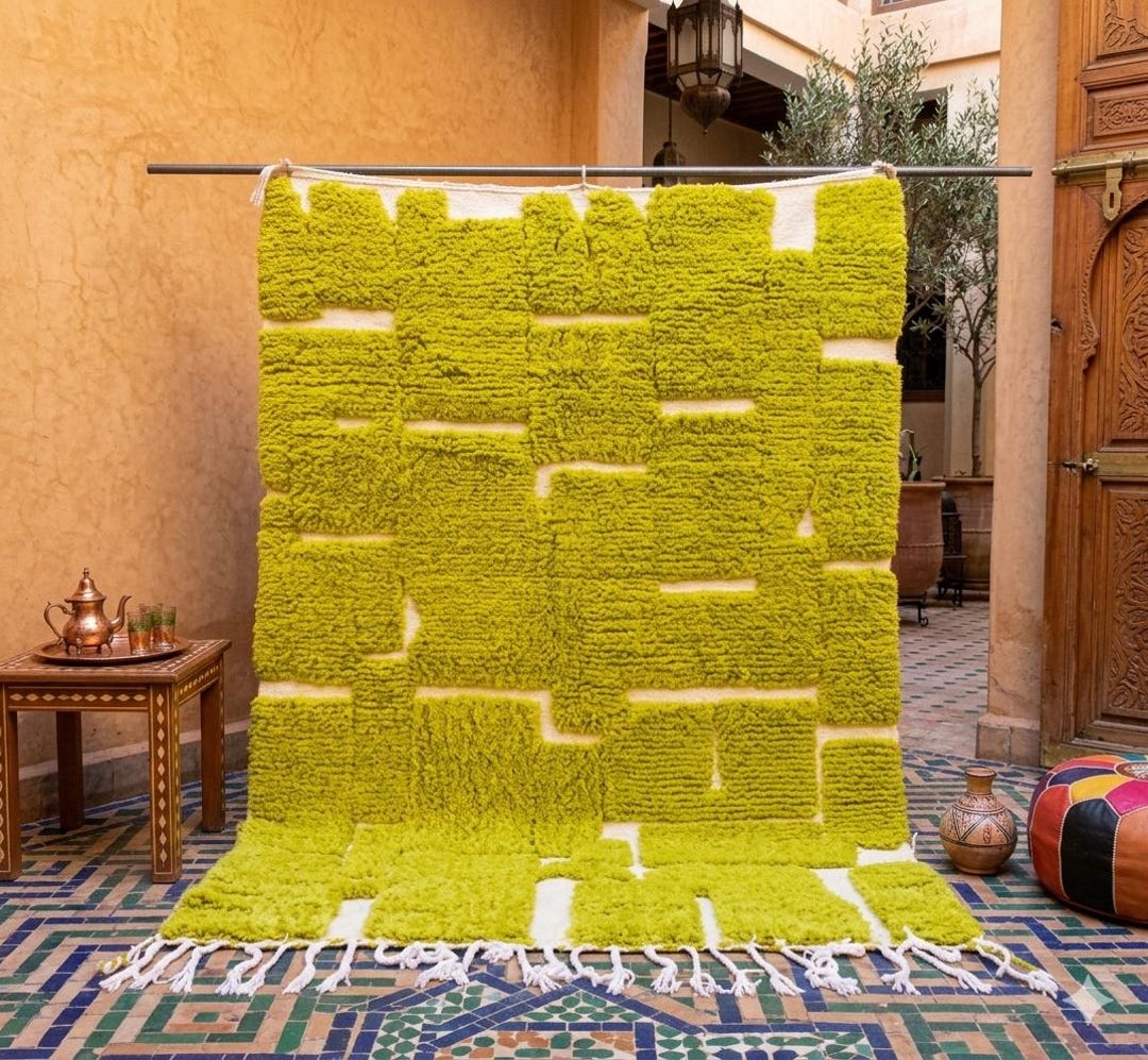 Moroccan Rug Beni Ourain - 6.6x4.9 Ft Handmade Berber Wool Carpet ...