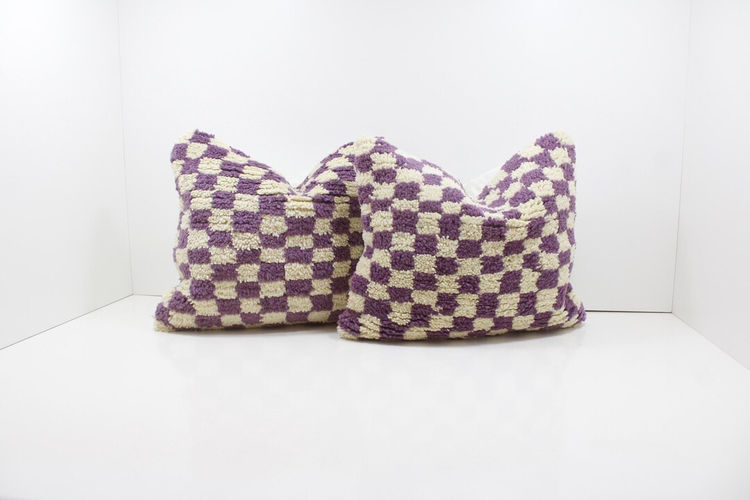 Set of 2 Vintage Moroccan Berber Pillows Handmade Wool Kilim Cushions ...