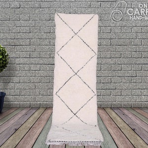 Moroccan Runner Rug,Beni Ourain Runner,Moroccan Rug Runner BeniOurain Hallway Rug,Custom Hall Runner Berber Carpet,Berber Runner,Wool Runner