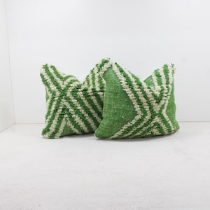 Juego de 2 almohadas marroquíes vintage 100% lana, almohada absolutamente hermosa, almohada de suelo, diseño marroquí bereber para el hogar, Kilim bereber hecho a mano 2P1149