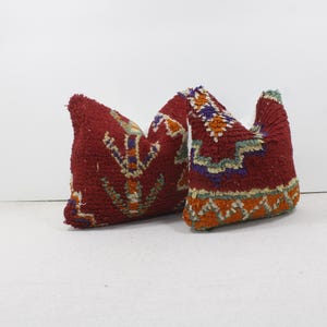 Juego de 2 almohadas marroquíes vintage 100% lana, almohada absolutamente hermosa, almohada de suelo, diseño marroquí bereber para el hogar, Kilim bereber hecho a mano 2P1297