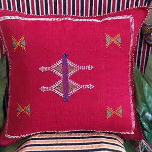 Light Rust Cushion Moroccan Small Lumbar Sabra Silk Pillow Cover Handwoven by Berber Women Weavers Optional Inner Pillow