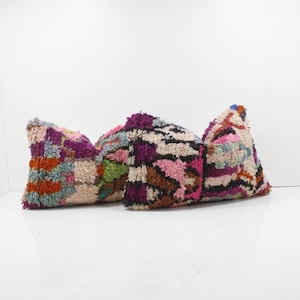 Juego de 2 almohadas marroquíes vintage 100% lana, almohada absolutamente hermosa, almohada de suelo, diseño marroquí bereber para el hogar, hecho a mano Kilim bereber 2P1645