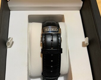 SEIKO 18mm Croc Black Leather Watch Strap Band Bracelet With - Etsy