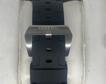 Correa de caucho OFFICINE negra de 26 mm para relojes Panerai PAM