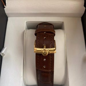 Compatible Omega : bracelet de montre en cuir marron style croco (16 mm/18 mm/20 mm)
