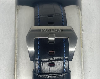 Correa de reloj de caucho de silicona negra: 26 mm Officine Panerai PAM Correa con hebilla