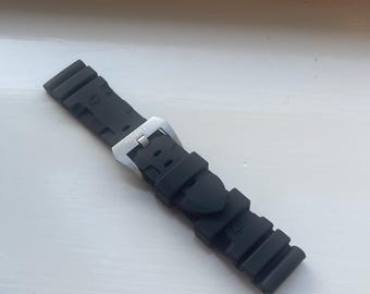 Correa de caucho negra para reloj OFFICINE Panerai PAM: 22 mm, 24 mm, 26 mm