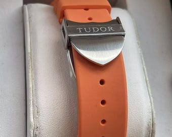 Orange Rubber Watch Band for Tudor Black Bay GMT - 22mm Lug