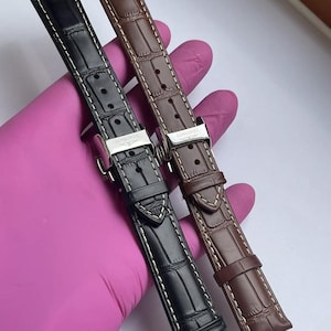 Beautiful Black / Brown Croc leather Watch strap Band For Longines 18/19/20/21mm