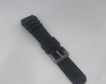 Seiko 18mm 20mm 22mm Black Rubber Strap Band Bracelet with Stainless Steel Buckle BARGAIN!
