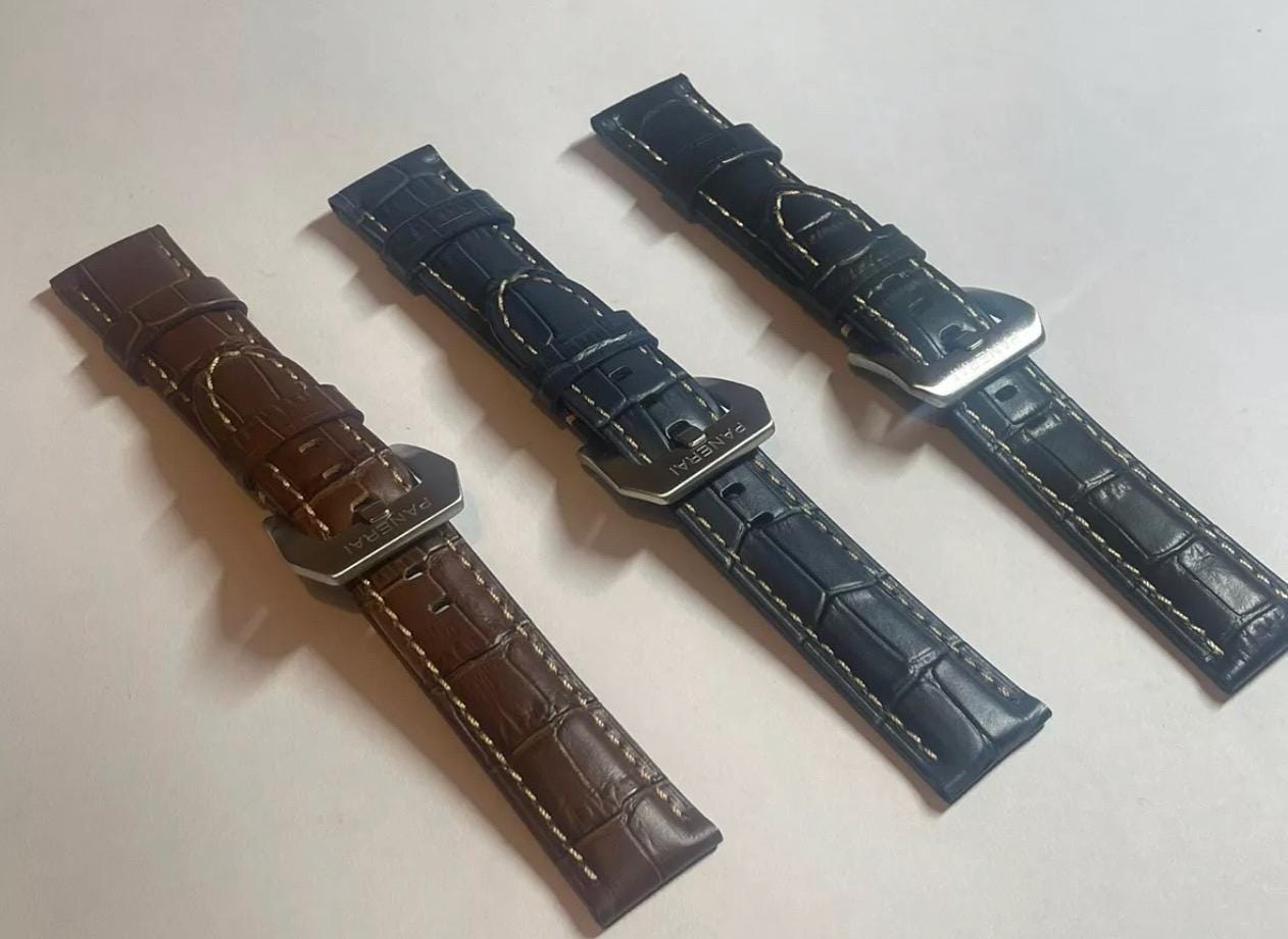 パネライ　PANERAI　クロコダイルストラップ　26ミリ パネライ ウォッチバンド：22mm、24mm、26mm クロコダイル型押し本革