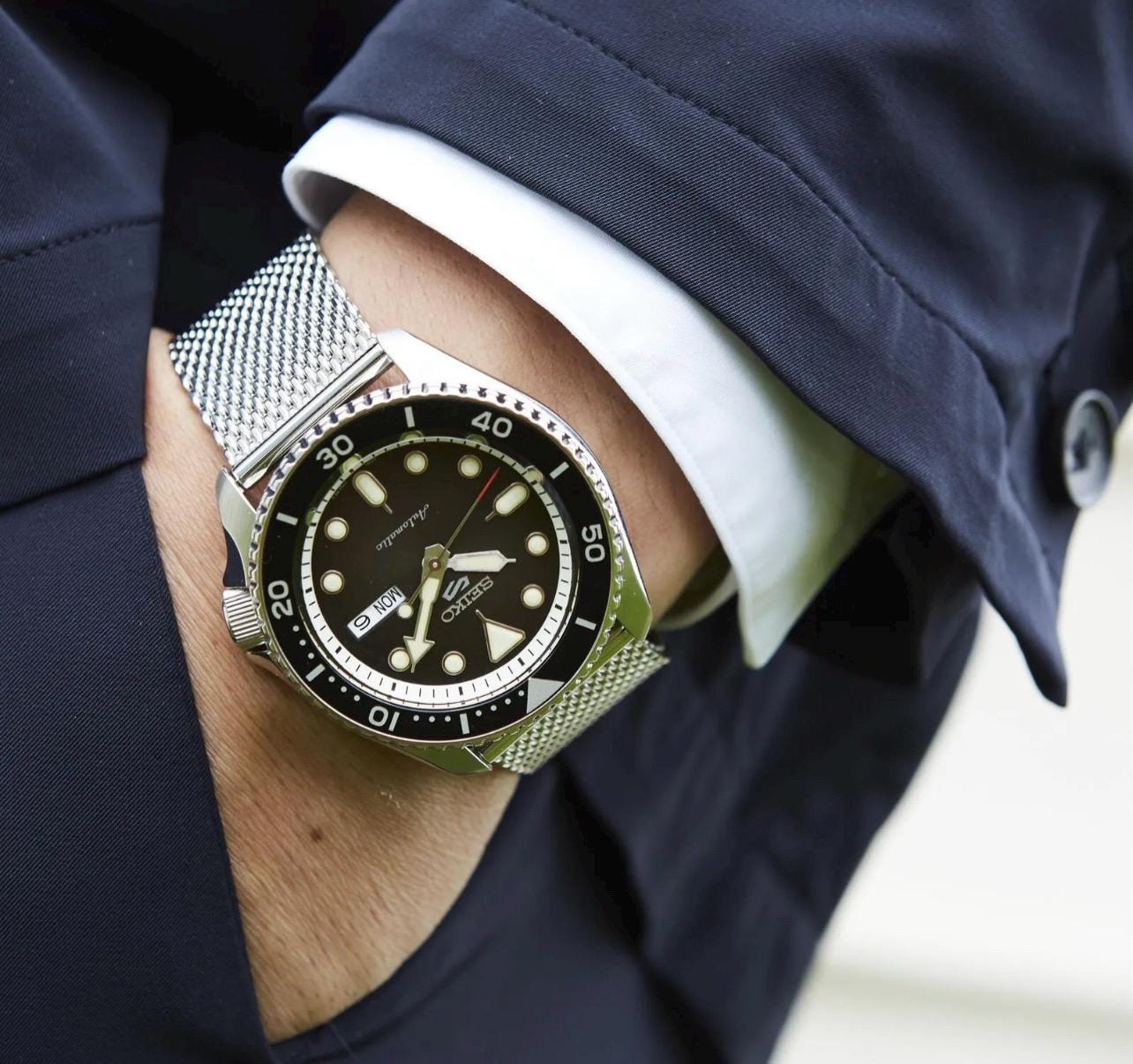 SEIKO 18mm/20mm/22mm用 シャークメッシュ ダブルセーフティーロック