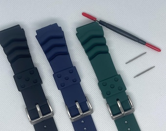 Seiko rubber strap 18mm, 20mm & 22mm strap / bracelet / band with stainless steel buckle