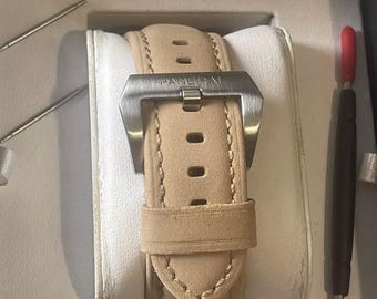 Panerai PAM strap 22mm / 24mm / 26mm beige Genuine Leather Watch Band Fits for Panerai PAM watches BARGAIN!