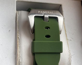 Correa de caucho verde para reloj OFFICINE de 22 mm, 24 mm y 26 mm. Compatible con relojes Panerai PAM.