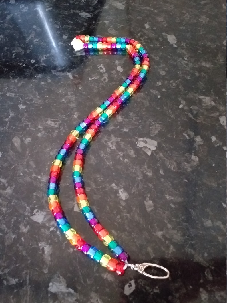 Handmade Rainbow Beaded Lanyard Etsy