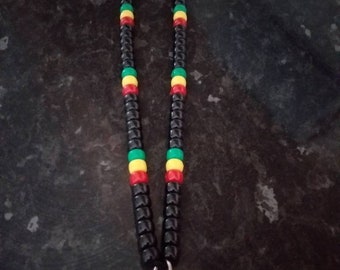 Handmade beaded rasta lanyard