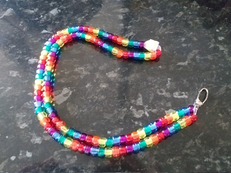 Handmade rainbow beaded lanyard Etsy