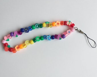 Rainbow Fruit and Floral mix Phone Charm Strap